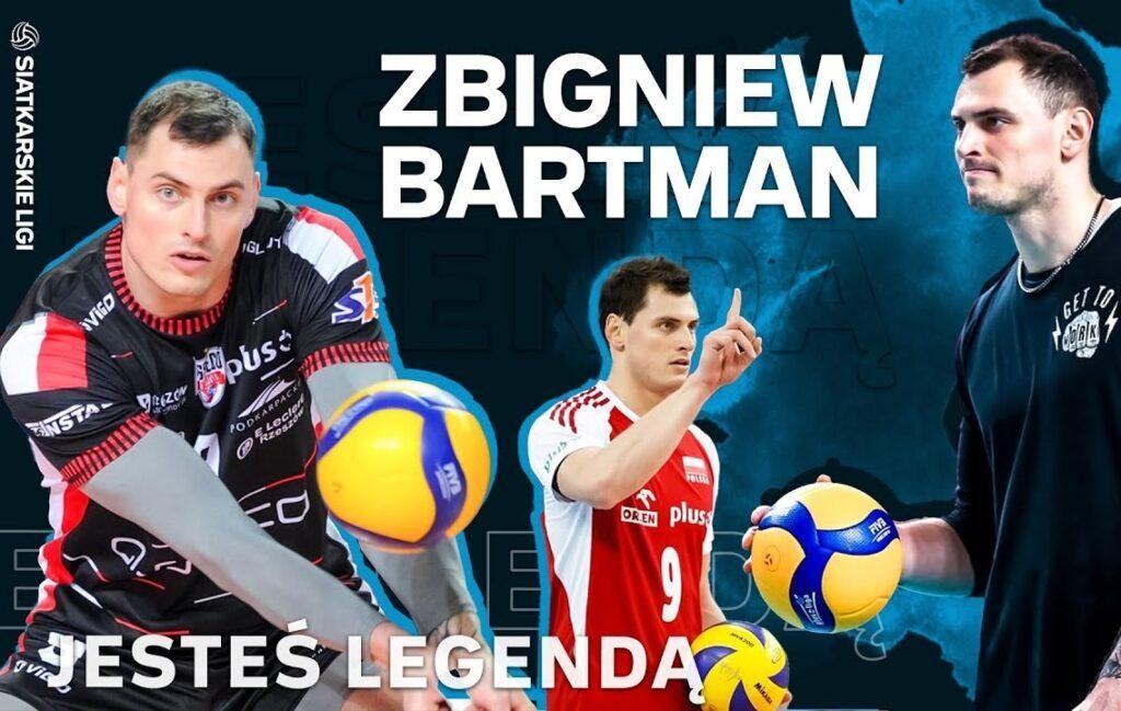 Zbigniew Bartman na boisku siatkarskim, przygotowujący się do ataku lub odbioru piłki.
